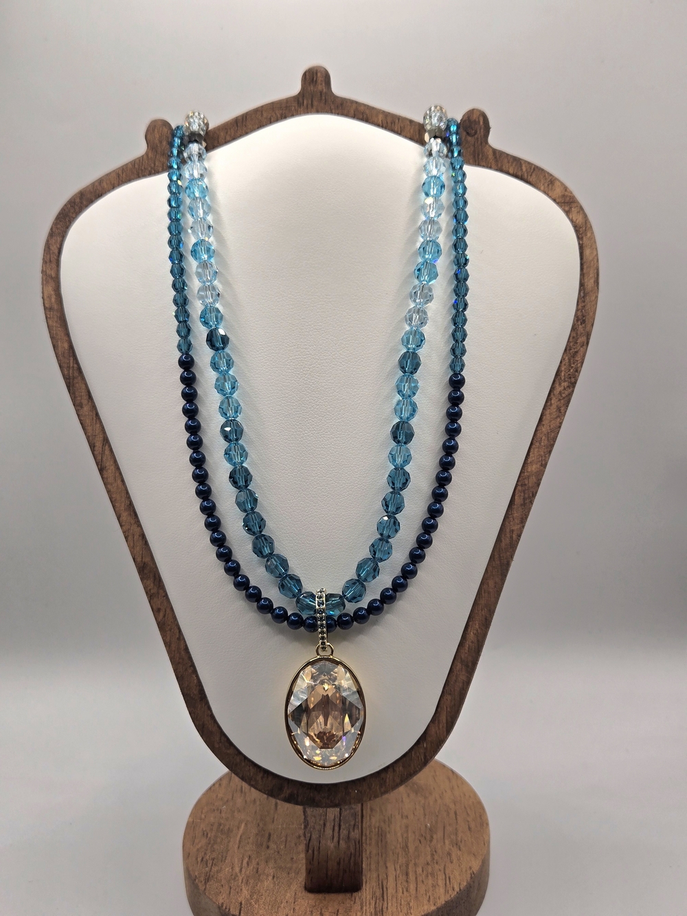Authentic Swarovski Azore Blue Strandage Crystal Necklace 5037553 - Like New